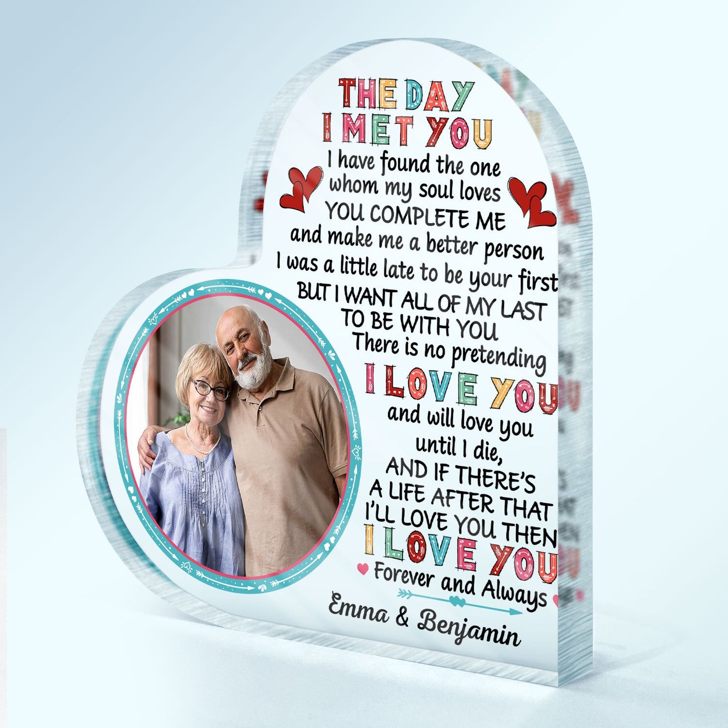 Custom Photo The Day I Met You I Have Found Husband Wife - Gift For Couples - Personalized Custom Heart Shaped Acrylic Plaque