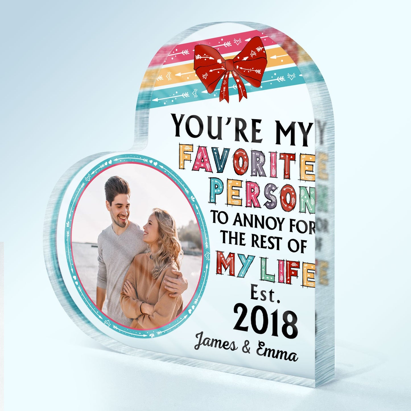 Custom Photo Husband Wife Together Since - Anniversary Gift For Couples - Personalized Custom Heart Shaped Acrylic Plaque