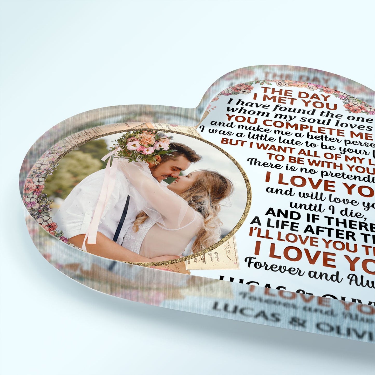 Custom Photo The Day I Met You I Have Found Husband Wife - Anniversary Gift For Couples - Personalized Custom Heart Shaped Acrylic Plaque