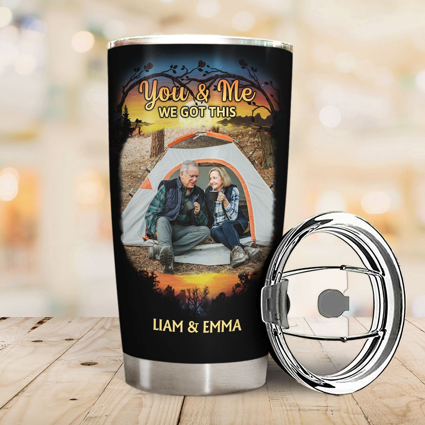 Custom Photo I Wish I Could Turn Back The Clock Husband Wife - Gift For Camping Couples - Personalized Custom Tumbler