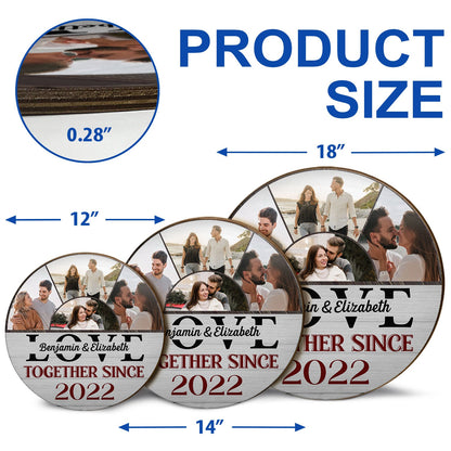 Custom Photo All Because Two People Swiped Right - Gift For Couples - Personalized Custom Wood Circle Sign