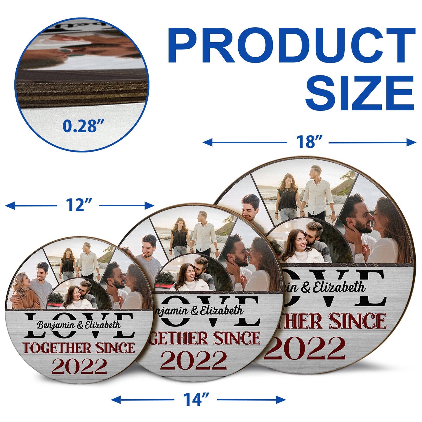 Custom Photo All Because Two People Swiped Right - Gift For Couples - Personalized Custom Wood Circle Sign