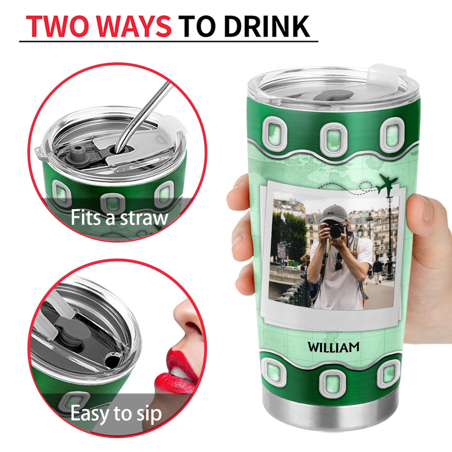 Custom Photo Just A Girl Boy Who Loves Traveling - Gift For Traveling Lovers - Personalized Custom Tumbler