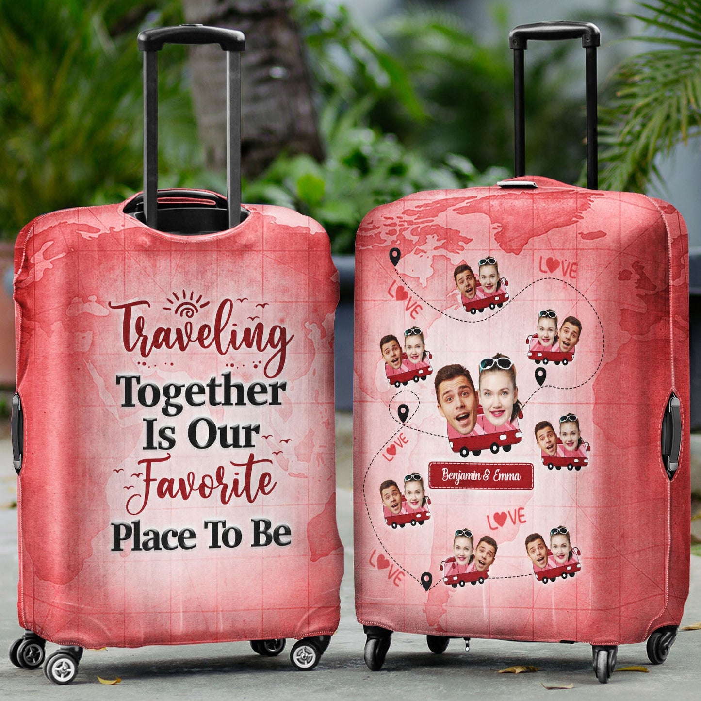 Custom Photo You Are My Adventure Always And Forever - Gift For Traveling Couples - Personalized Custom Luggage Cover