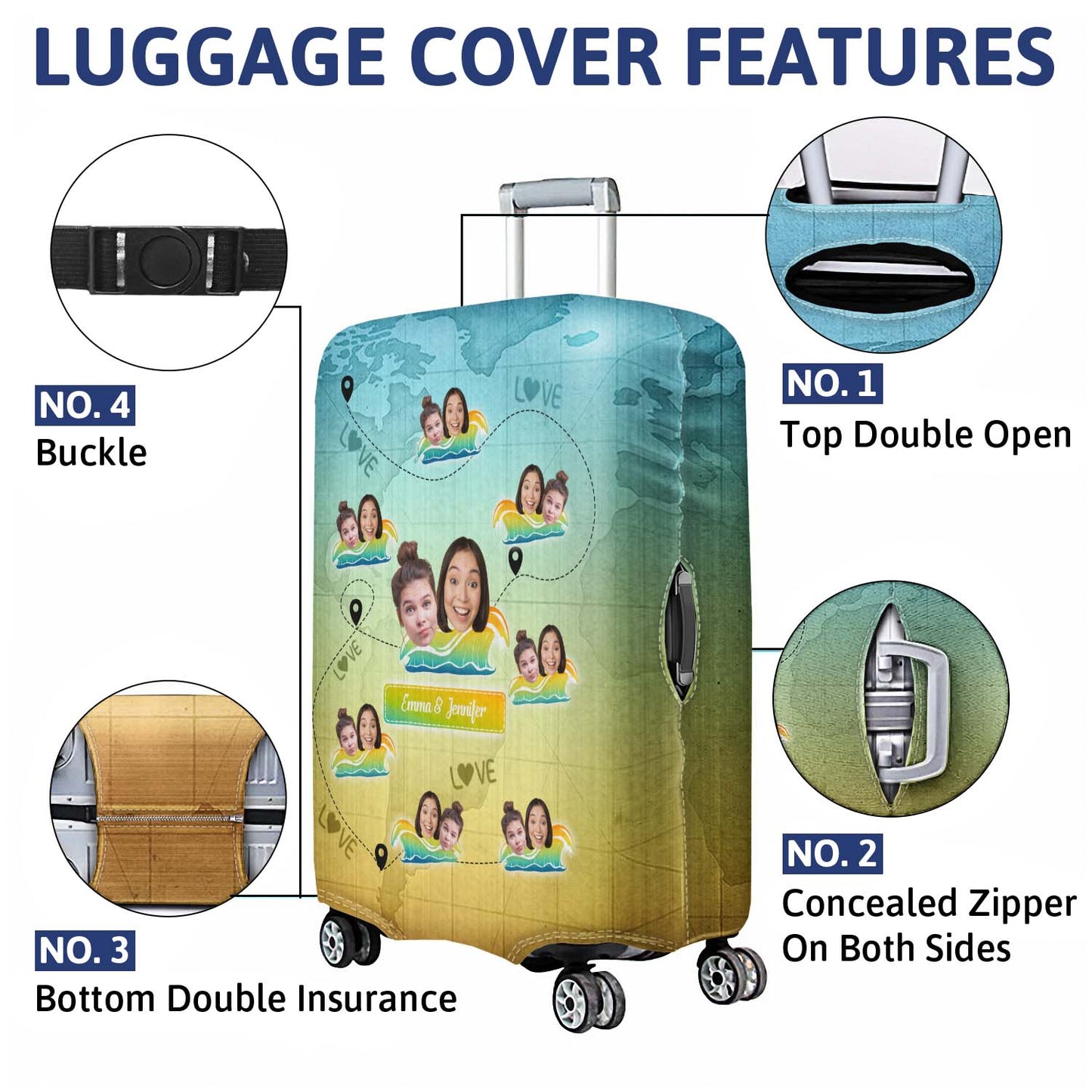 Custom Photo You Are My Adventure Always And Forever - Gift For Traveling Couples - Personalized Custom Luggage Cover