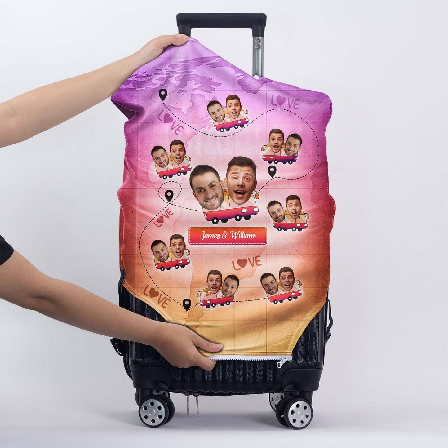 Custom Photo You Are My Adventure Always And Forever - Gift For Traveling Couples - Personalized Custom Luggage Cover