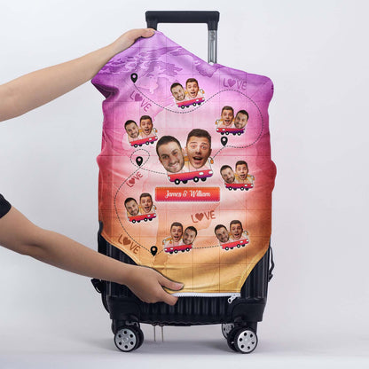 Custom Photo You Are My Adventure Always And Forever - Gift For Traveling Couples - Personalized Custom Luggage Cover