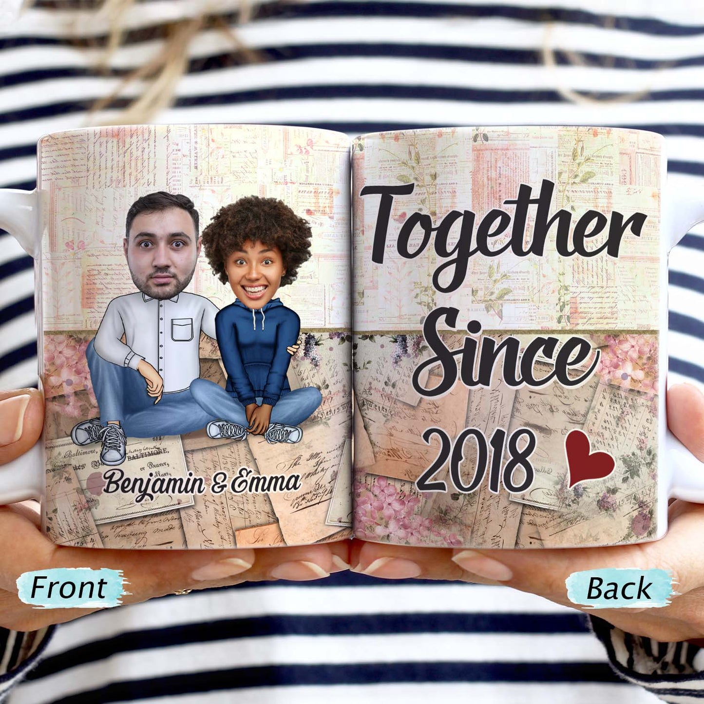 Custom Photo Together Since Husband Wife - Anniversary, Birthday Gift For Spouse, Husband, Wife, Boyfriend, Girlfriend - Personalized Custom White Edge-to-Edge Mug