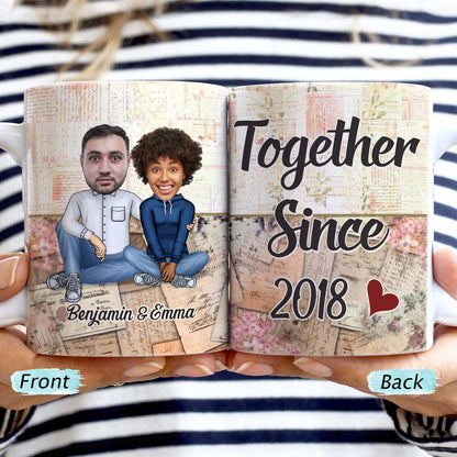 Custom Photo Together Since Husband Wife - Anniversary, Birthday Gift For Spouse, Husband, Wife, Boyfriend, Girlfriend - Personalized Custom White Edge-to-Edge Mug