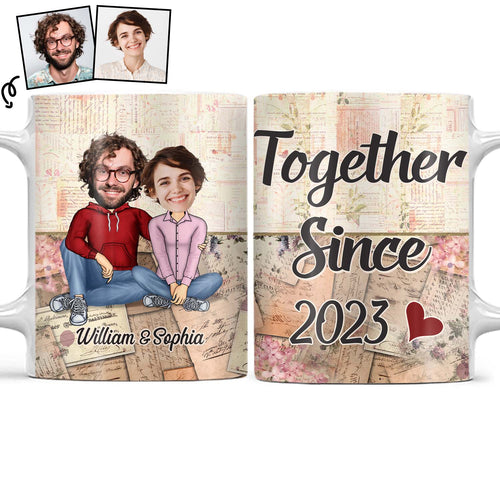 Custom Photo Together Since Husband Wife - Anniversary, Birthday Gift For Spouse, Husband, Wife, Boyfriend, Girlfriend - Personalized Custom White Edge-to-Edge Mug
