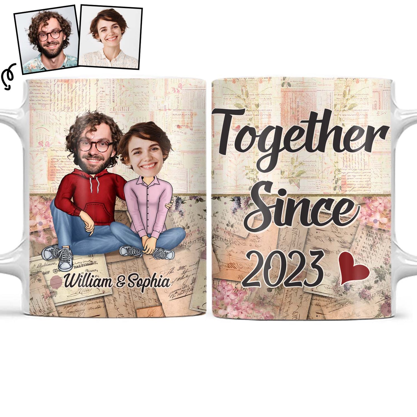 Custom Photo Together Since Husband Wife - Anniversary, Birthday Gift For Spouse, Husband, Wife, Boyfriend, Girlfriend - Personalized Custom White Edge-to-Edge Mug
