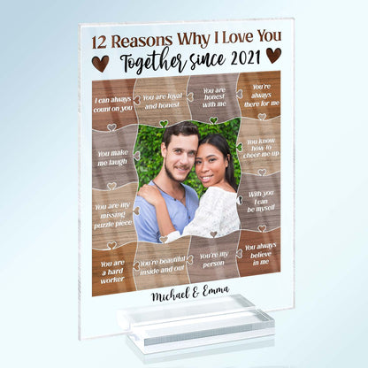 Custom Photo Reasons Why I Love You - Birthday, Anniversary Gift For Husband, Wife, Boyfriend, Girlfriend, Couple - Personalized Custom Vertical Rectangle Acrylic Plaque