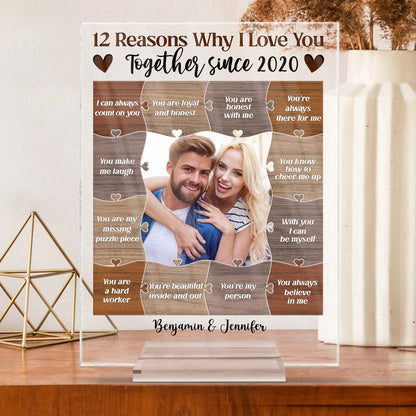 Custom Photo Reasons Why I Love You - Birthday, Anniversary Gift For Husband, Wife, Boyfriend, Girlfriend, Couple - Personalized Custom Vertical Rectangle Acrylic Plaque