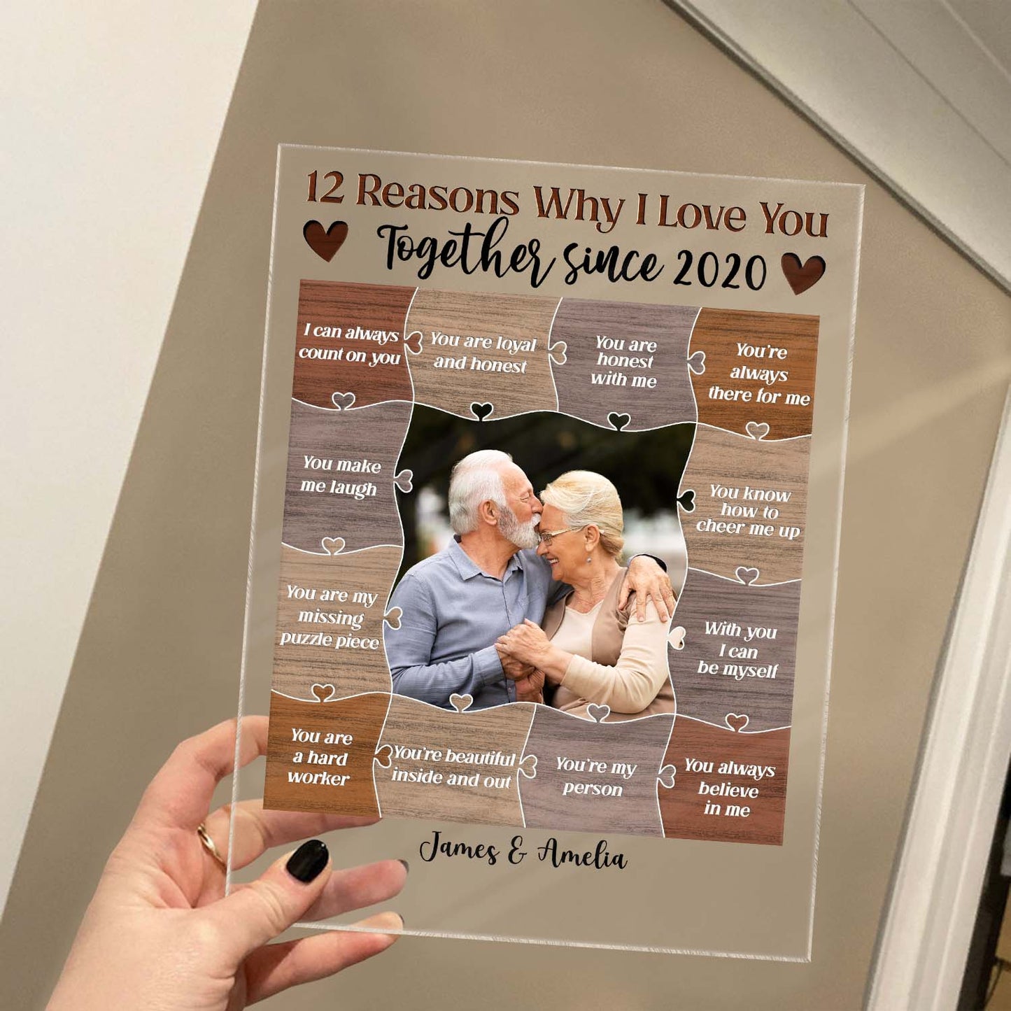 Custom Photo Reasons Why I Love You - Birthday, Anniversary Gift For Husband, Wife, Boyfriend, Girlfriend, Couple - Personalized Custom Vertical Rectangle Acrylic Plaque