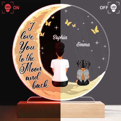 I Love You To The Moon And Back Grandma Mom - Memorial Gift - Mother Gift - Personalized Custom 3D Led Light Wooden Base