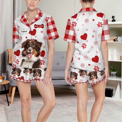 Custom Photo Dog Cat Mom Dad - Funny Birthday Gift For Wife, Husband, Dog Mom, Cat Mom, Dog Dad, Cat Dad, Pet Lovers - Personalized Custom Short Pajamas Set