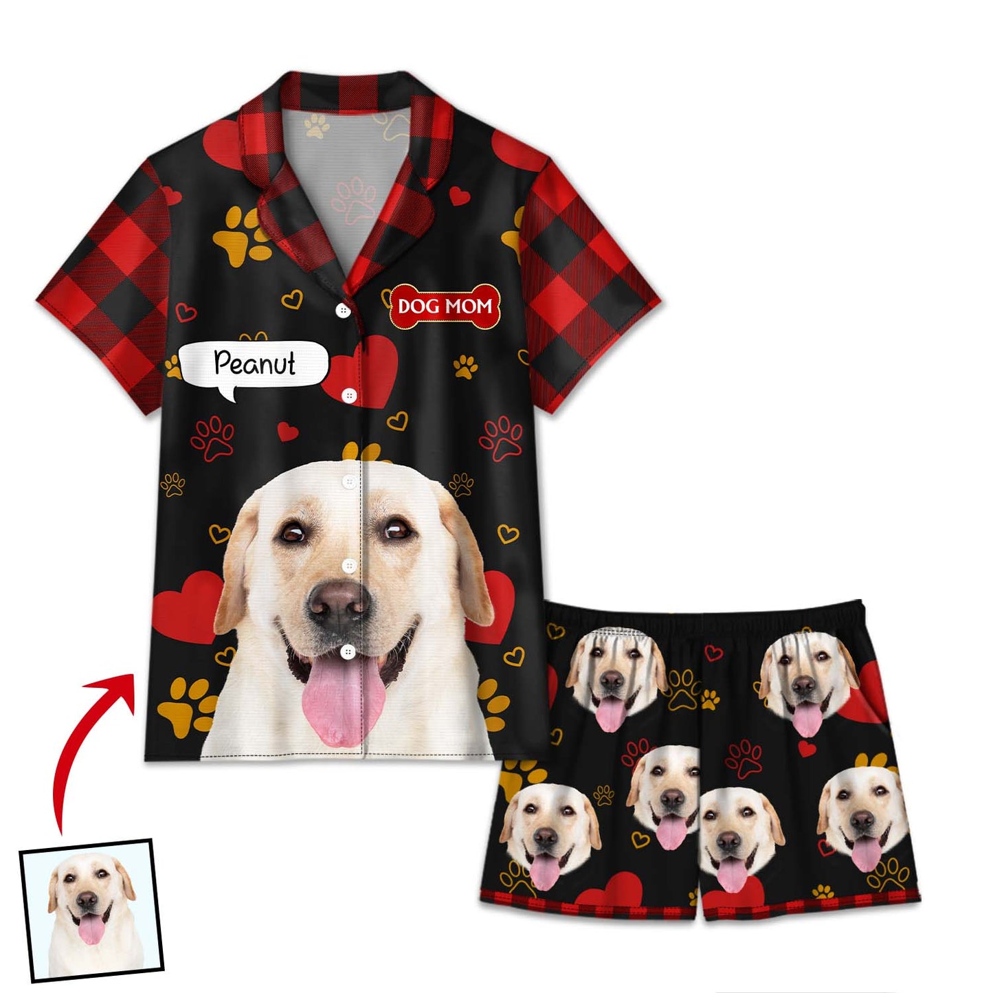 Custom Photo Dog Cat Mom Dad - Funny Birthday Gift For Wife, Husband, Dog Mom, Cat Mom, Dog Dad, Cat Dad, Pet Lovers - Personalized Custom Short Pajamas Set