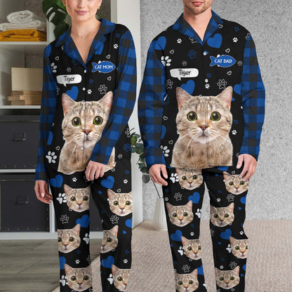 Custom Photo Dog Cat Mom Dad - Funny Birthday Gift For Wife, Husband, Dog Mom, Cat Mom, Dog Dad, Cat Dad, Pet Lovers - Personalized Custom Long Pajamas Set