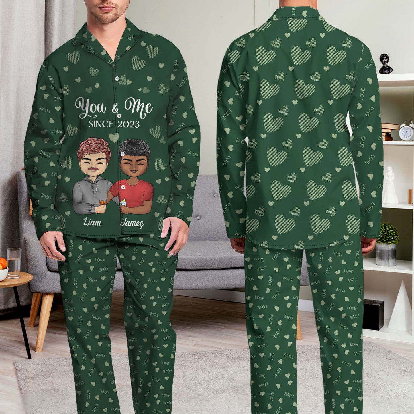 Family Couple You And Me Since - Anniversary, Birthday Gift For Spouse, Husband, Wife, Boyfriend, Girlfriend - Personalized Custom Long Pajamas Set