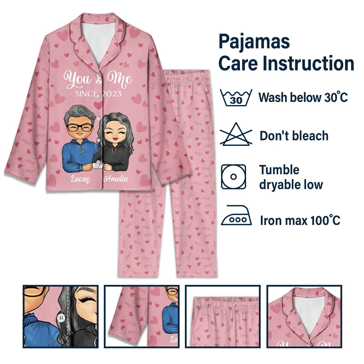 Family Couple You And Me Since - Anniversary, Birthday Gift For Spouse, Husband, Wife, Boyfriend, Girlfriend - Personalized Custom Long Pajamas Set