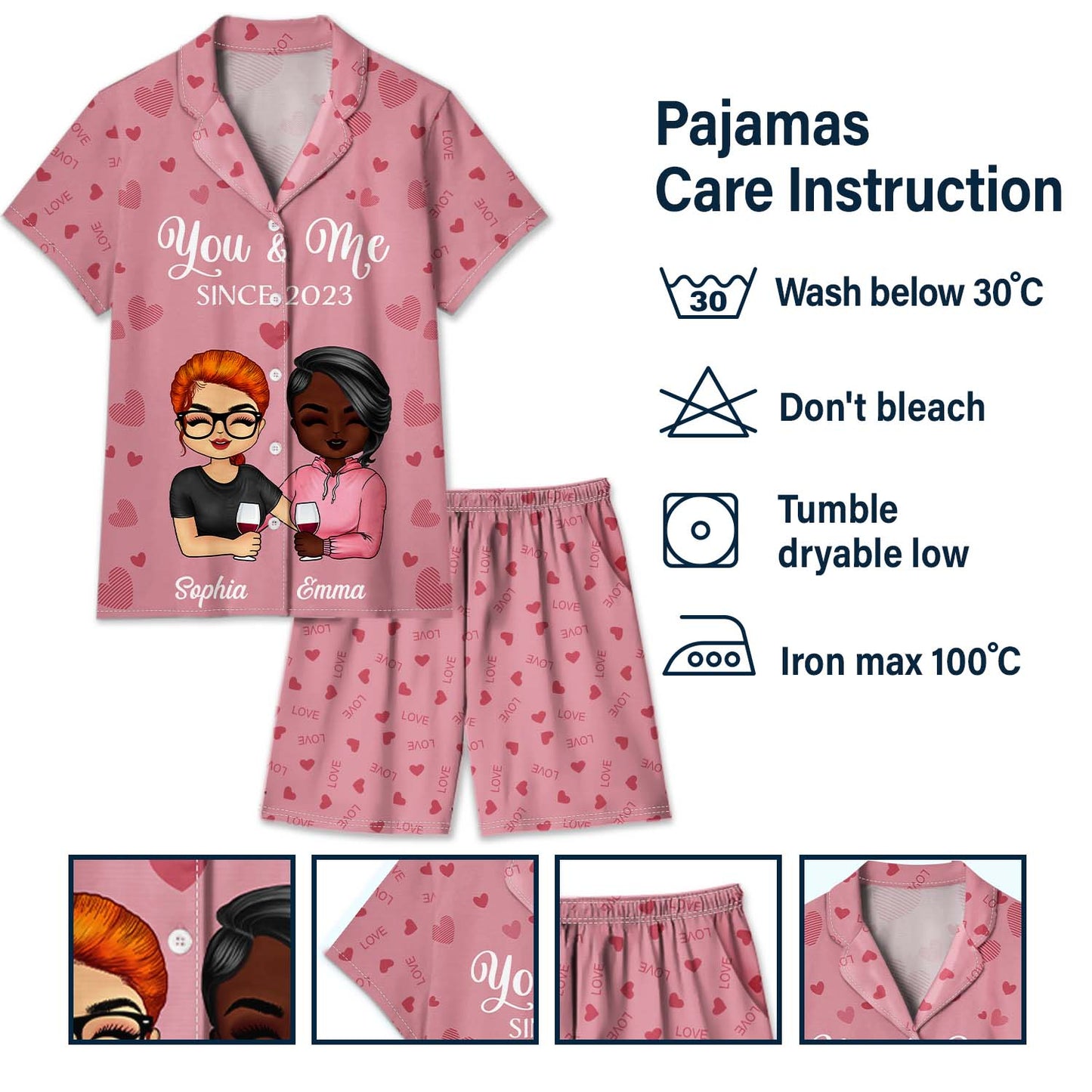 You And Me Since - Anniversary, Birthday Gift For Spouse, Husband, Wife, Boyfriend, Girlfriend - Personalized Custom Short Pajamas Set