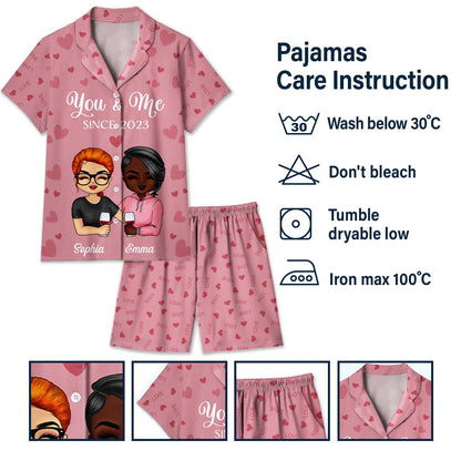 You And Me Since - Anniversary, Birthday Gift For Spouse, Husband, Wife, Boyfriend, Girlfriend - Personalized Custom Short Pajamas Set