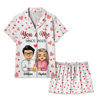 You And Me Since - Anniversary, Birthday Gift For Spouse, Husband, Wife, Boyfriend, Girlfriend - Personalized Custom Short Pajamas Set