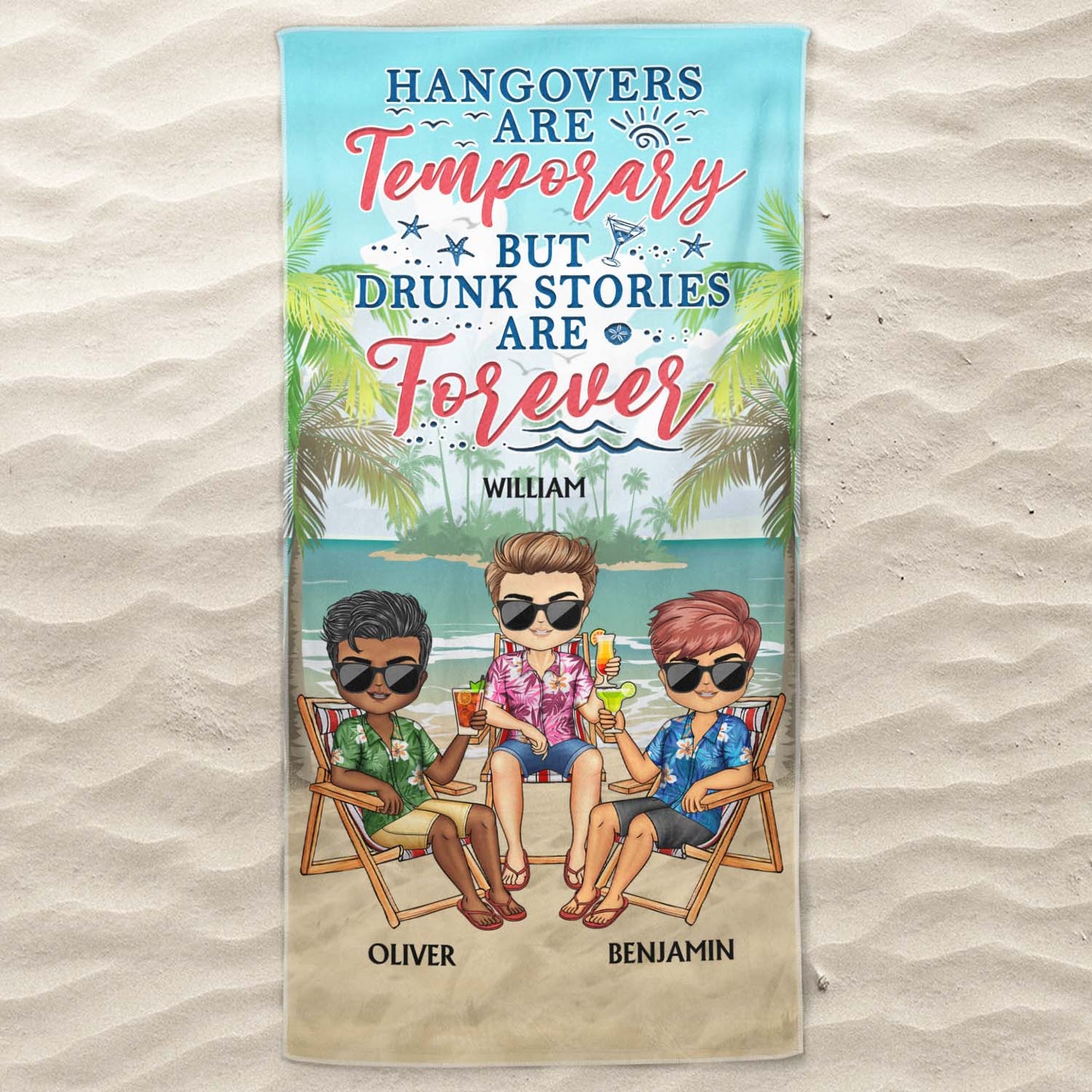 Beaches Booze Besties - Funny Birthday, Loving Gift For Besties, BFF, Best Friends - Personalized Custom Beach Towel