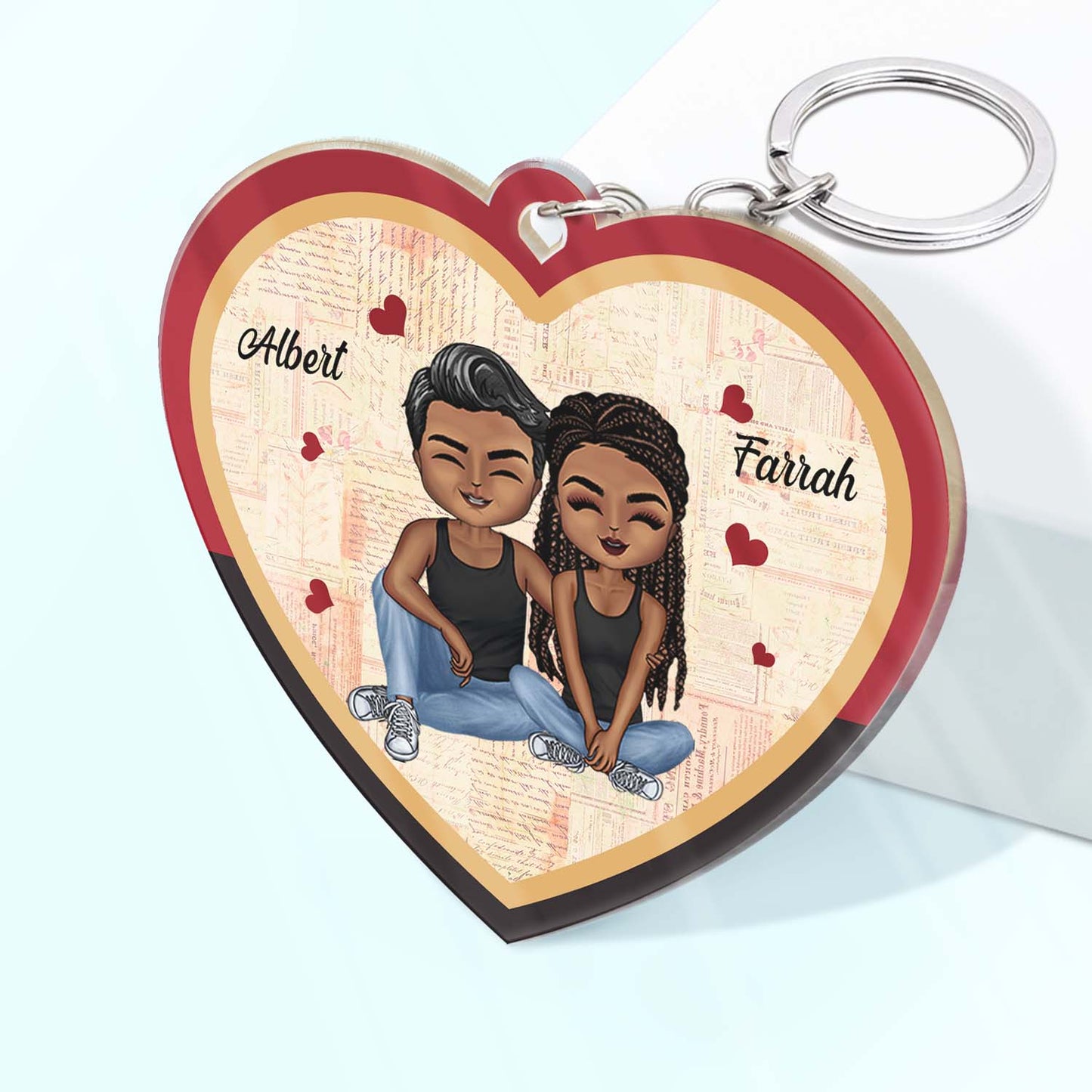 You Hold The Key To My Heart - Anniversary, Birthday Gift For Couples, Spouse, Husband, Wife, Boyfriend, Girlfriend - Personalized Custom Heart Shaped Acrylic Keychain