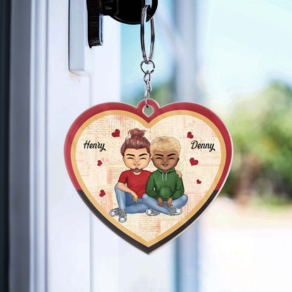 You Hold The Key To My Heart - Anniversary, Birthday Gift For Couples, Spouse, Husband, Wife, Boyfriend, Girlfriend - Personalized Custom Heart Shaped Acrylic Keychain