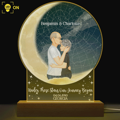Star Map The Beginning Of Always - Anniversary Gift For Couples - Personalized Custom 3D Led Light Wooden Base
