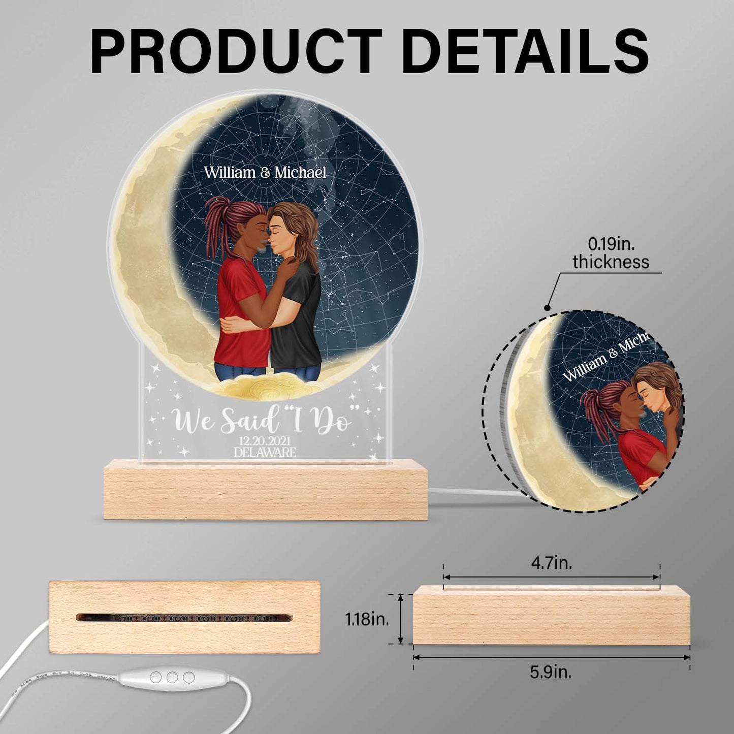 Star Map The Beginning Of Always - Anniversary Gift For Couples - Personalized Custom 3D Led Light Wooden Base