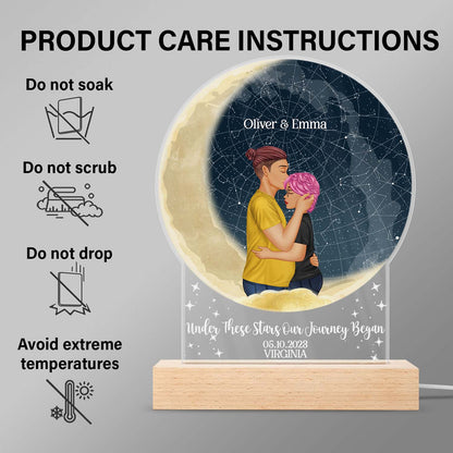 Star Map The Beginning Of Always - Anniversary Gift For Couples - Personalized Custom 3D Led Light Wooden Base