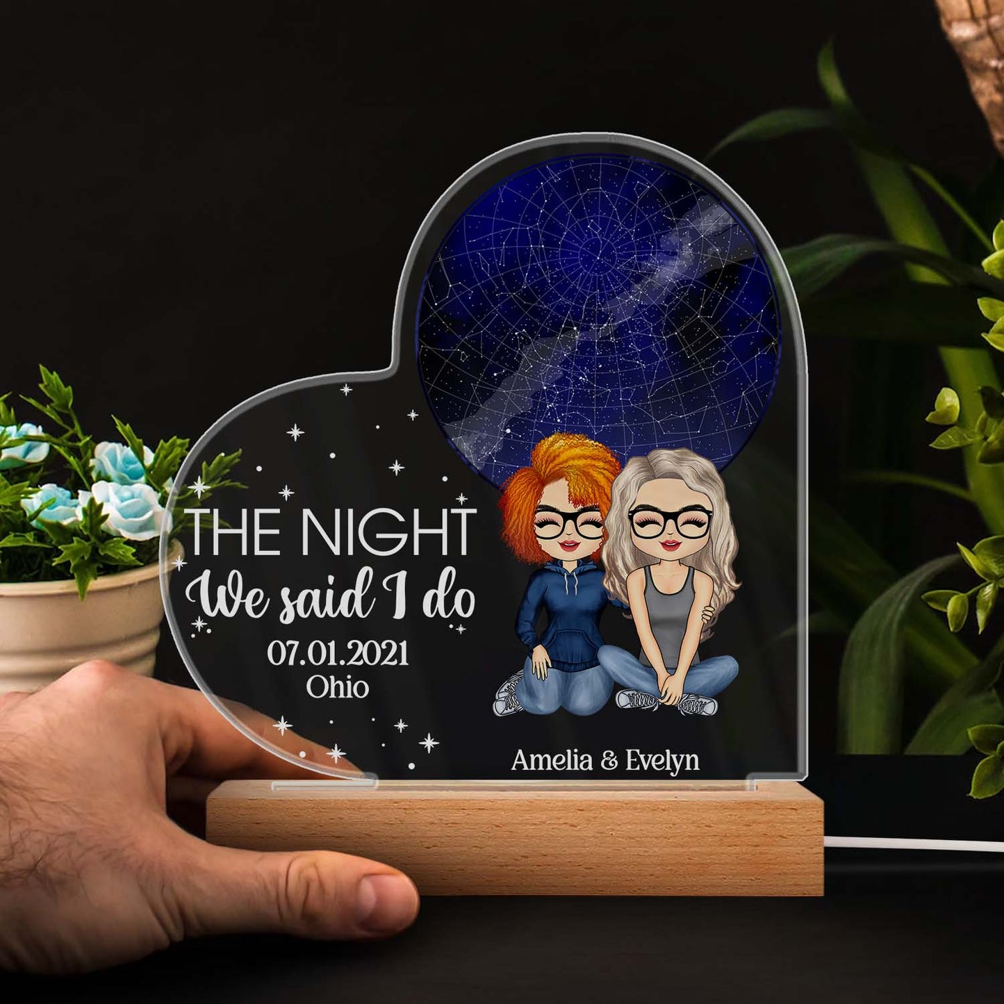 Star Map Under This Sky It All Began - Birthday, Loving Gift For Couples - Personalized Custom 3D Led Light Wooden Base