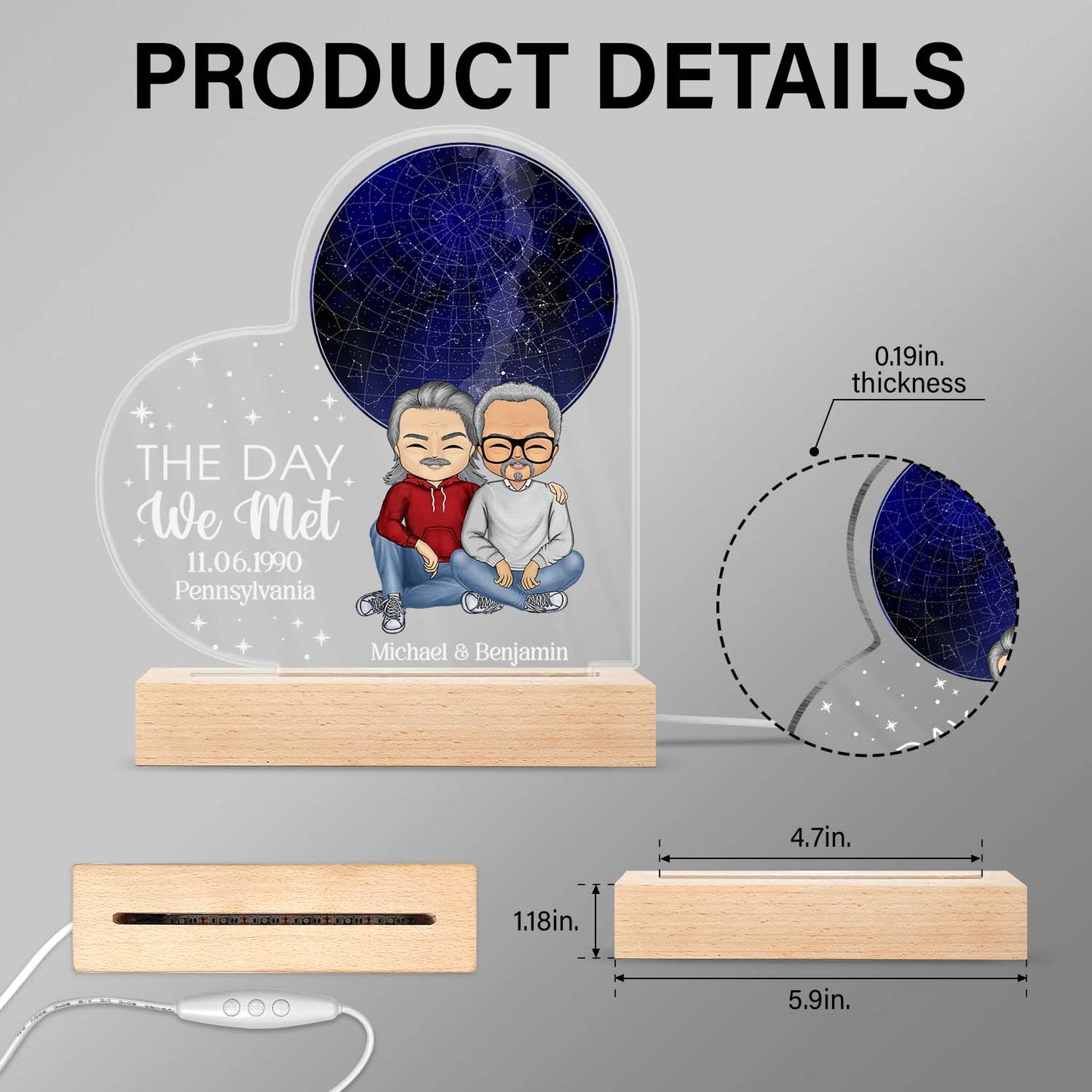 Star Map Under This Sky It All Began - Birthday, Loving Gift For Couples - Personalized Custom 3D Led Light Wooden Base