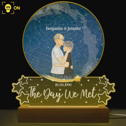 Star Map We Decided On Forever - Birthday, Loving Gift For Couples - Personalized Custom 3D Led Light Wooden Base