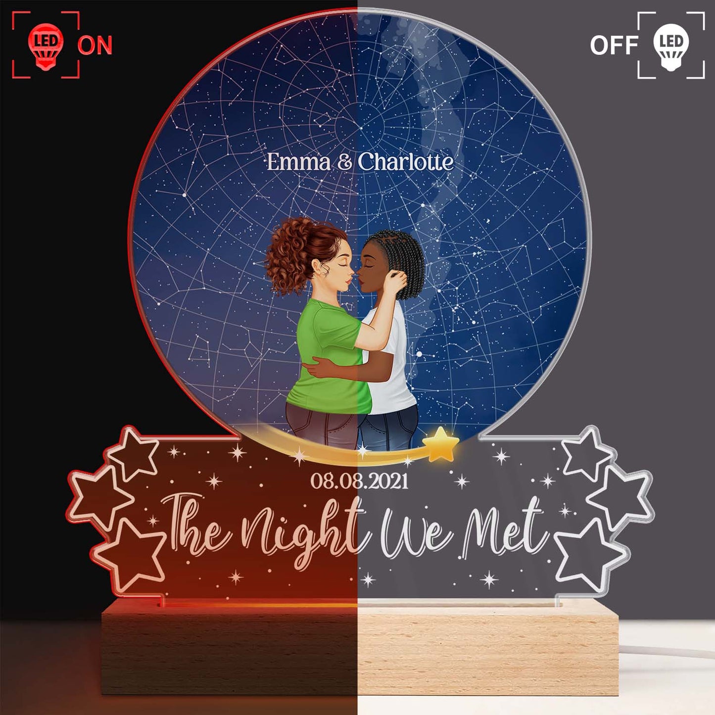 Star Map We Decided On Forever - Birthday, Loving Gift For Couples - Personalized Custom 3D Led Light Wooden Base