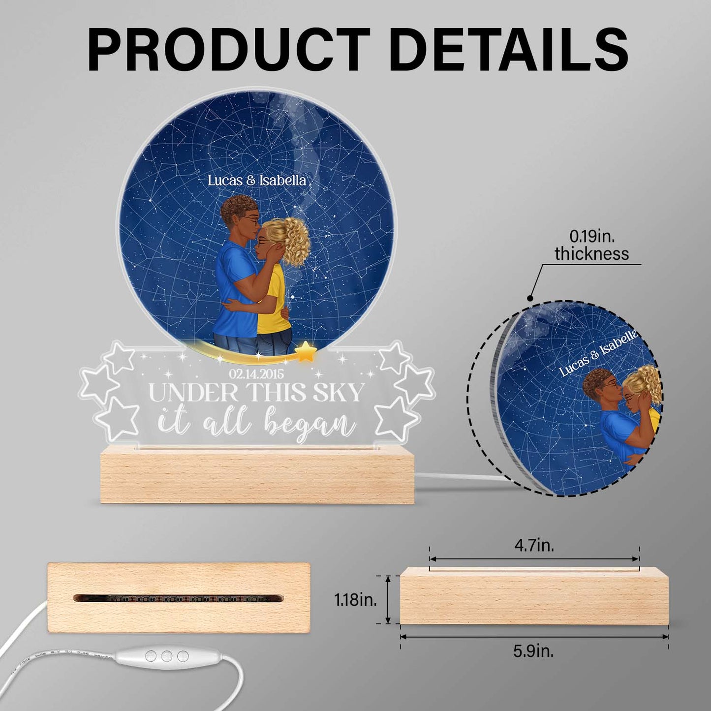 Star Map We Decided On Forever - Birthday, Loving Gift For Couples - Personalized Custom 3D Led Light Wooden Base