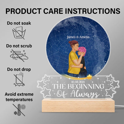 Star Map We Decided On Forever - Birthday, Loving Gift For Couples - Personalized Custom 3D Led Light Wooden Base