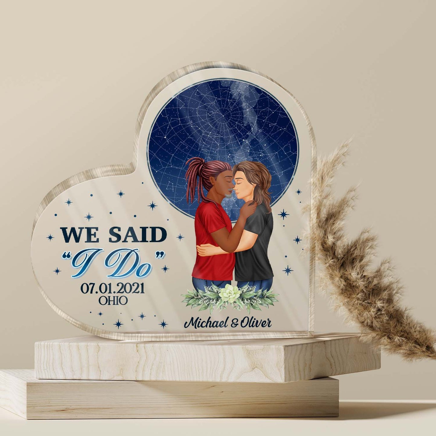 Star Map The Night We Met - Anniversary Gift For Couples - Personalized Custom Heart Shaped Acrylic Plaque