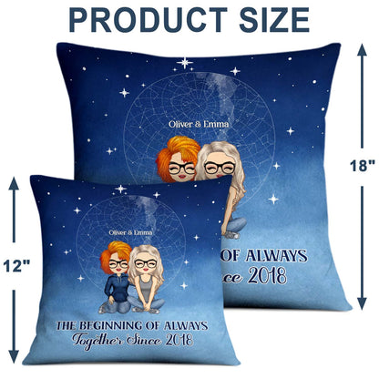 Star Map The Beginning Of Always - Couples Gift - Personalized Custom Pillow