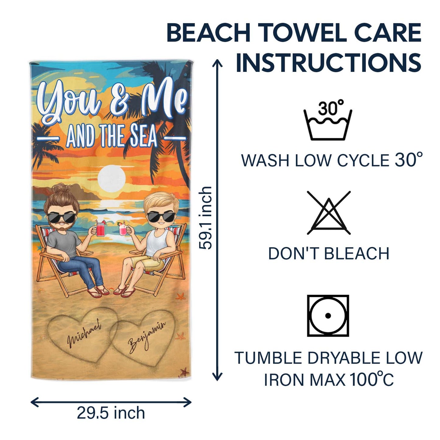 You And Me And The Sea Traveling Beach Swimming Picnic Vacation - Birthday, Funny Gift For Her, Him, Couples, Family - Personalized Custom Beach Towel