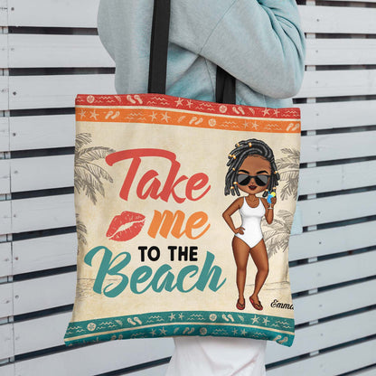 Take Me To The Beach Picnic Vacation Traveling - Gift For Her, Beach Lovers - Personalized Custom Zippered Canvas Bag