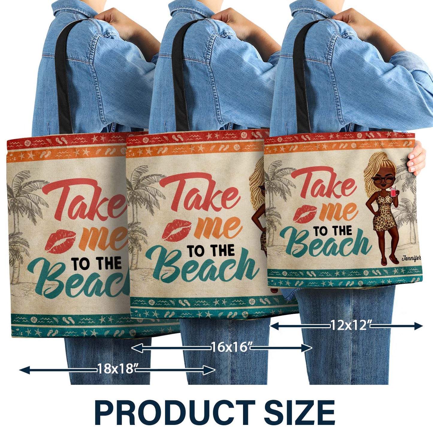 Take Me To The Beach Picnic Vacation Traveling - Gift For Her, Beach Lovers - Personalized Custom Zippered Canvas Bag