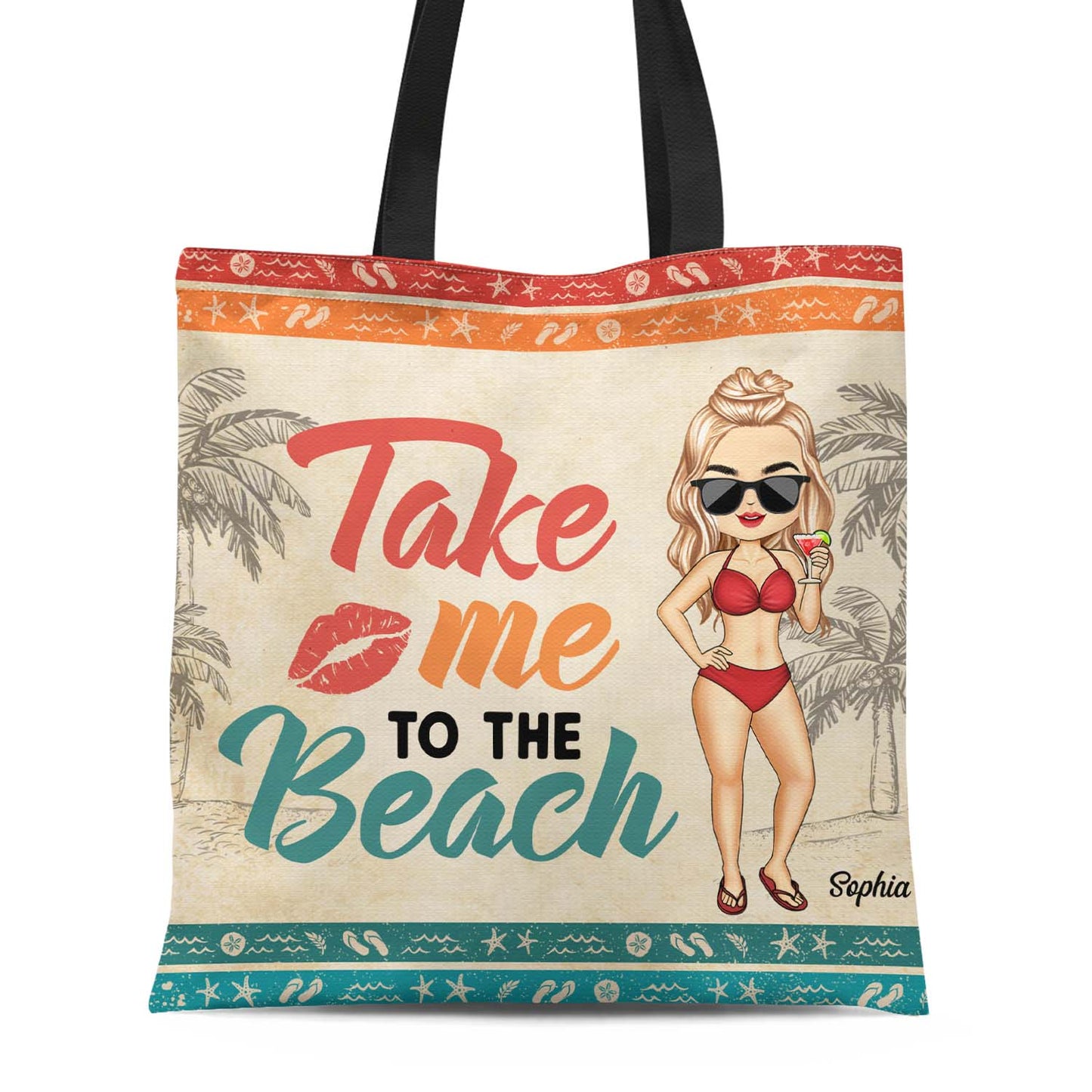 Take Me To The Beach Picnic Vacation Traveling - Gift For Her, Beach Lovers - Personalized Custom Zippered Canvas Bag