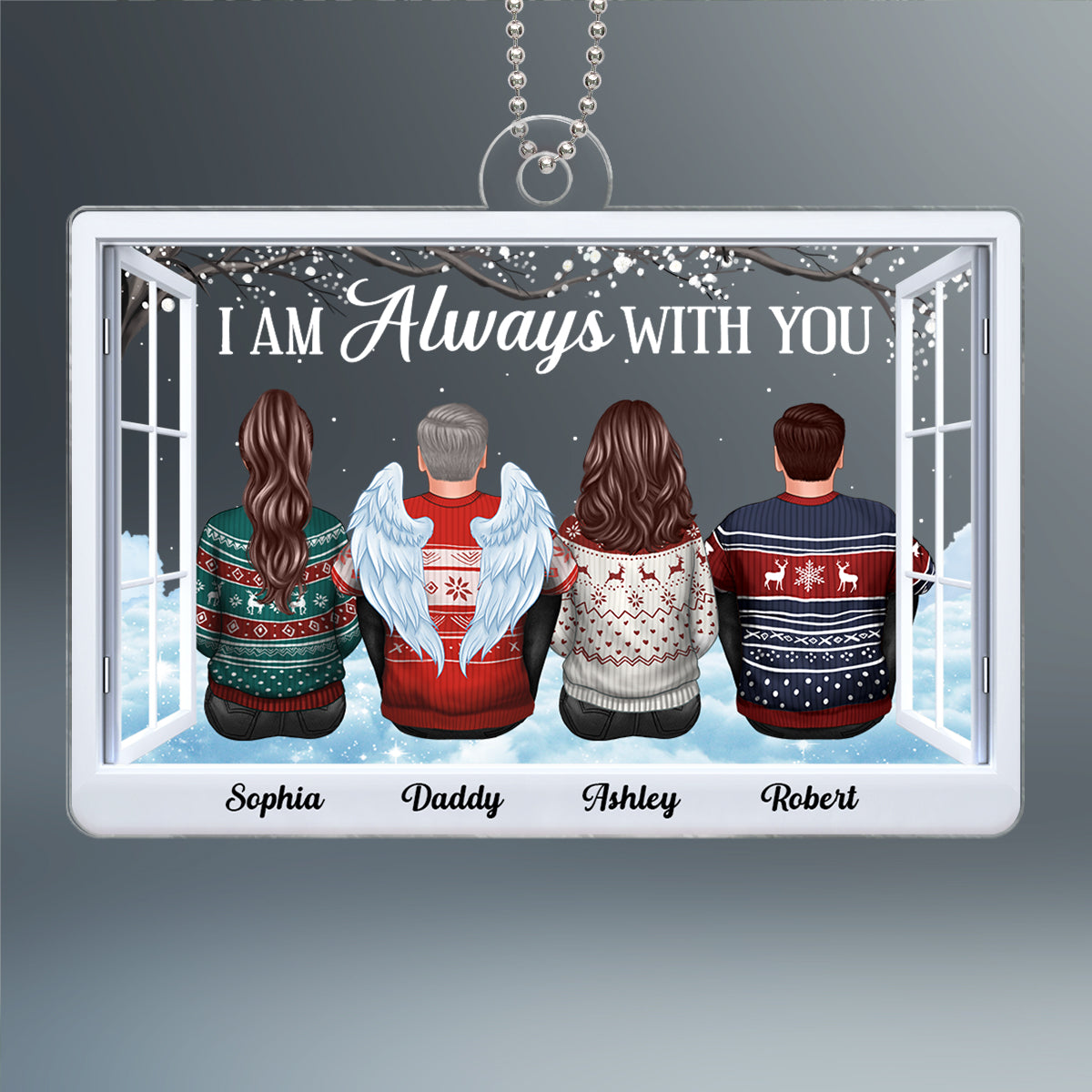 Those We Love Don‘t Go Away Memorial Gift Family Portrait Sympathy Gift Personalized Acrylic Ornament