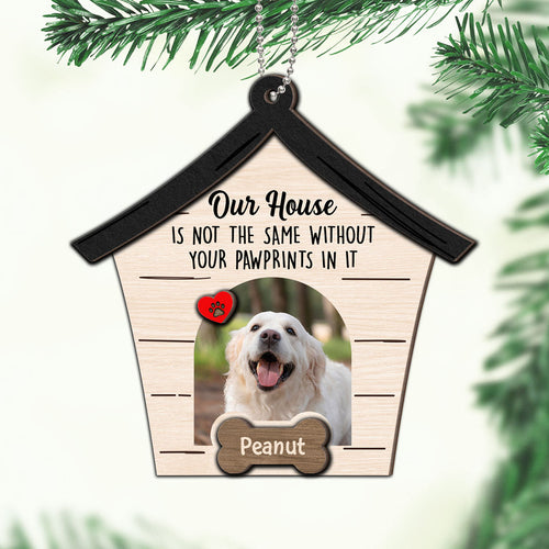 Memorial Dog Sympathy Keepsake Photo Inserted Personalized 2-Layer Wooden Ornament