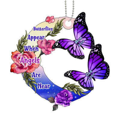 Butterflies Appear Angels Are Near Memorial Personalized Wooden Ornament