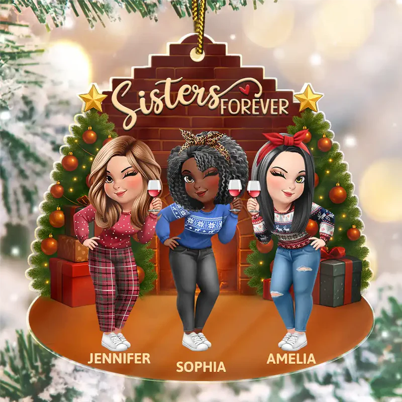 3D Effect Turban Woman Besties Forever - Personalized Custom Shaped Acrylic Ornament