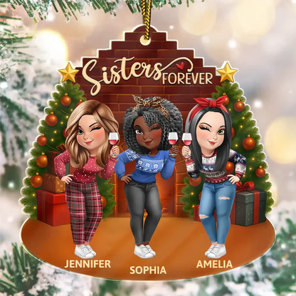 3D Effect Turban Woman Besties Forever - Personalized Custom Shaped Acrylic Ornament